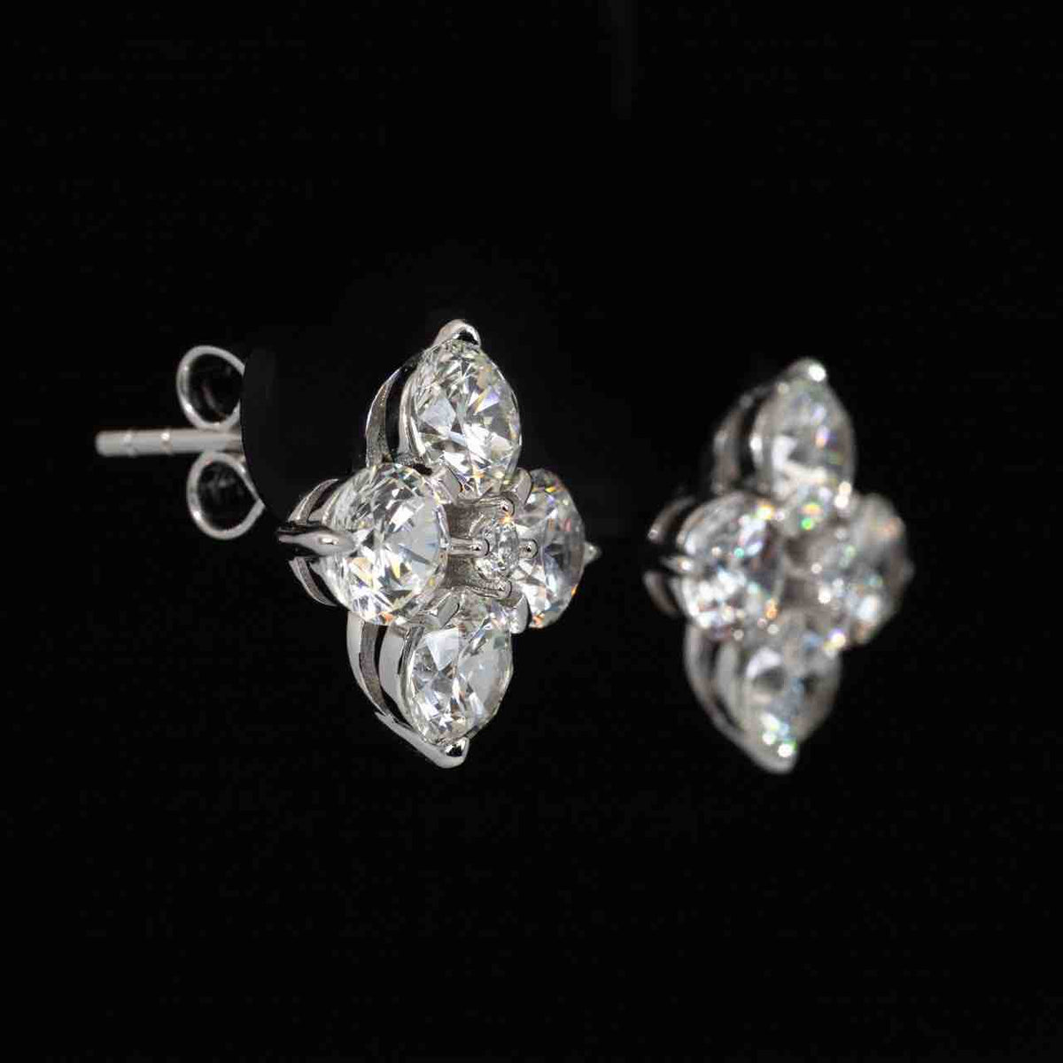 Omnia Azia Round Earrings With High Quality Certified Lab Crafted Stones In 925 Silver - OMNIASTORES UAE