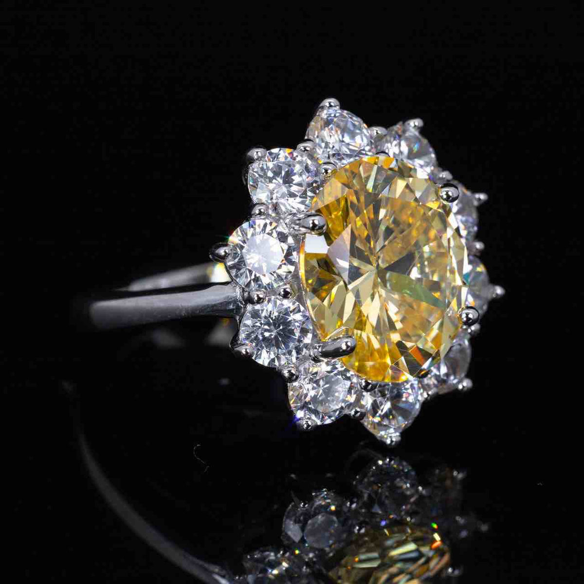 Omnia Tamar Yellow Ring With High Quality Simulated Diamonds In 925 Silver - OMNIASTORES UAE