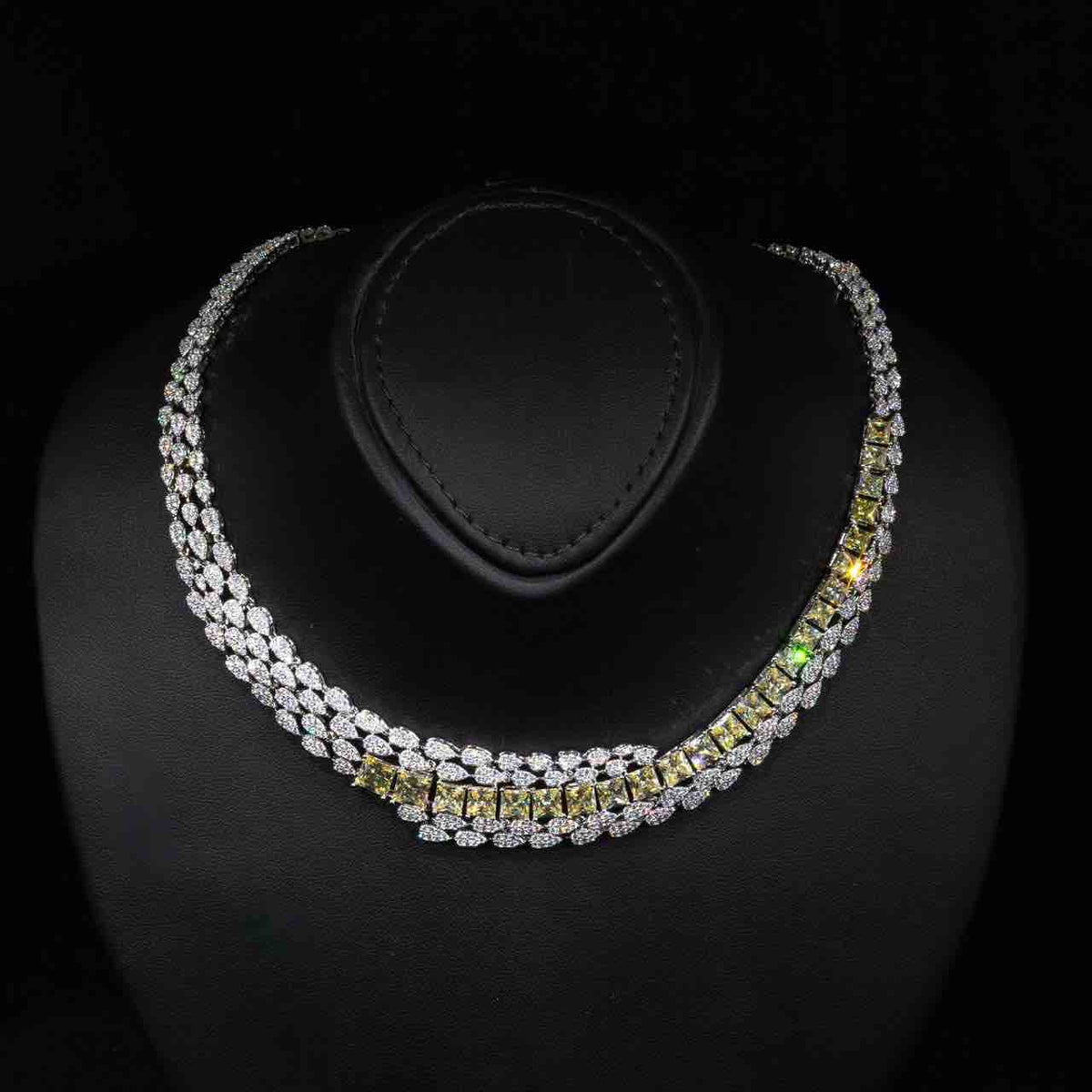 Omnia Trinity Yellow Luxury Bridal Full Set in High Quality Zircon Stone in Rhodium Plated - OMNIASTORES UAE