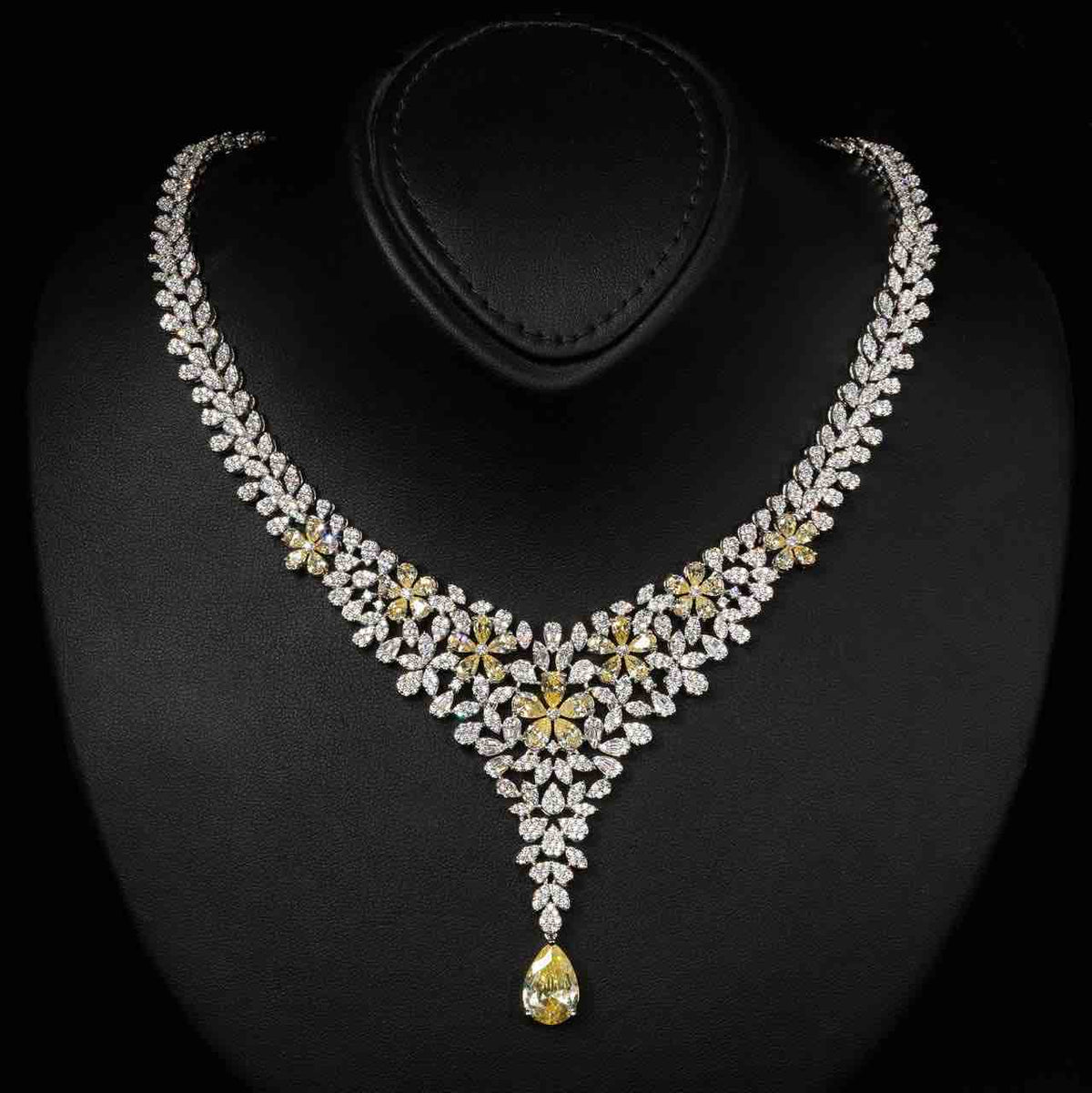 Omnia Karla Yellow Luxury Bridal Full Set in High Quality Rhodium Plated Zircon Stones - OMNIASTORES UAE