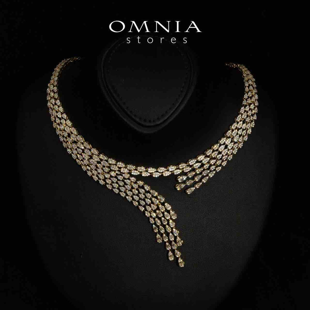 Omnia Beretta Luxury Gold Bridal Full Set in High Quality Zircon Stone Rhodium Plated - OMNIASTORES UAE