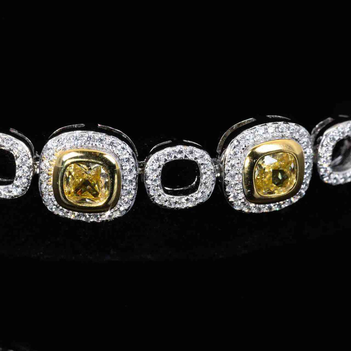 Omnia Faila White and Yellow Bracelet With High Quality Simulated Diamonds In 925 Silver - OMNIASTORES UAE