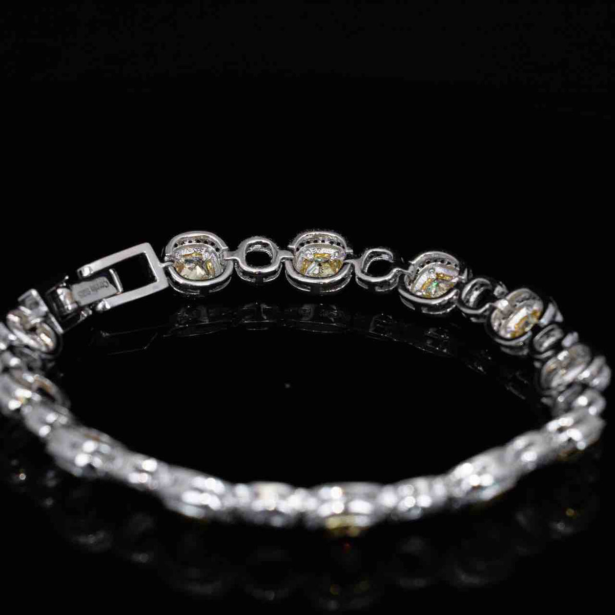 Omnia Faila White and Yellow Bracelet With High Quality Simulated Diamonds In 925 Silver - OMNIASTORES UAE
