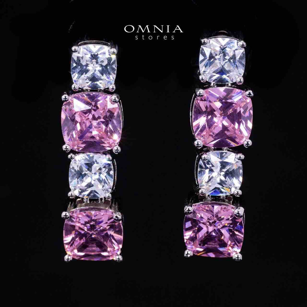 Omnia Alya Pink and White Bridal Full Set in High Quality Simulated Diamonds Rhodium Plated - OMNIASTORES UAE