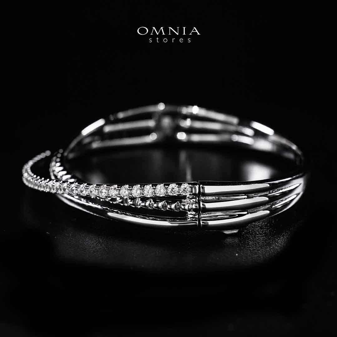 Omnia Suhair Twisted Silver Bangle In 925 Silver High Quality Certified Lab Crafted Stones - OMNIASTORES UAE