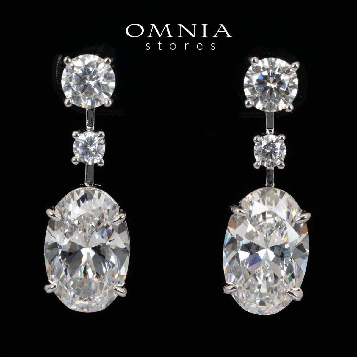 Omnia Yazmin White Oval Cut Drop Earrings With High Quality Certified Lab Crafted Stones In 925 Silver 12.58ct - OMNIASTORES UAE