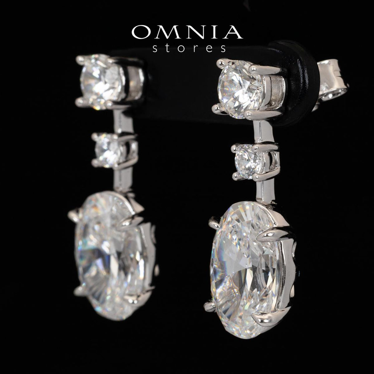 Omnia Yazmin White Oval Cut Drop Earrings With High Quality Certified Lab Crafted Stones In 925 Silver 12.58ct - OMNIASTORES UAE
