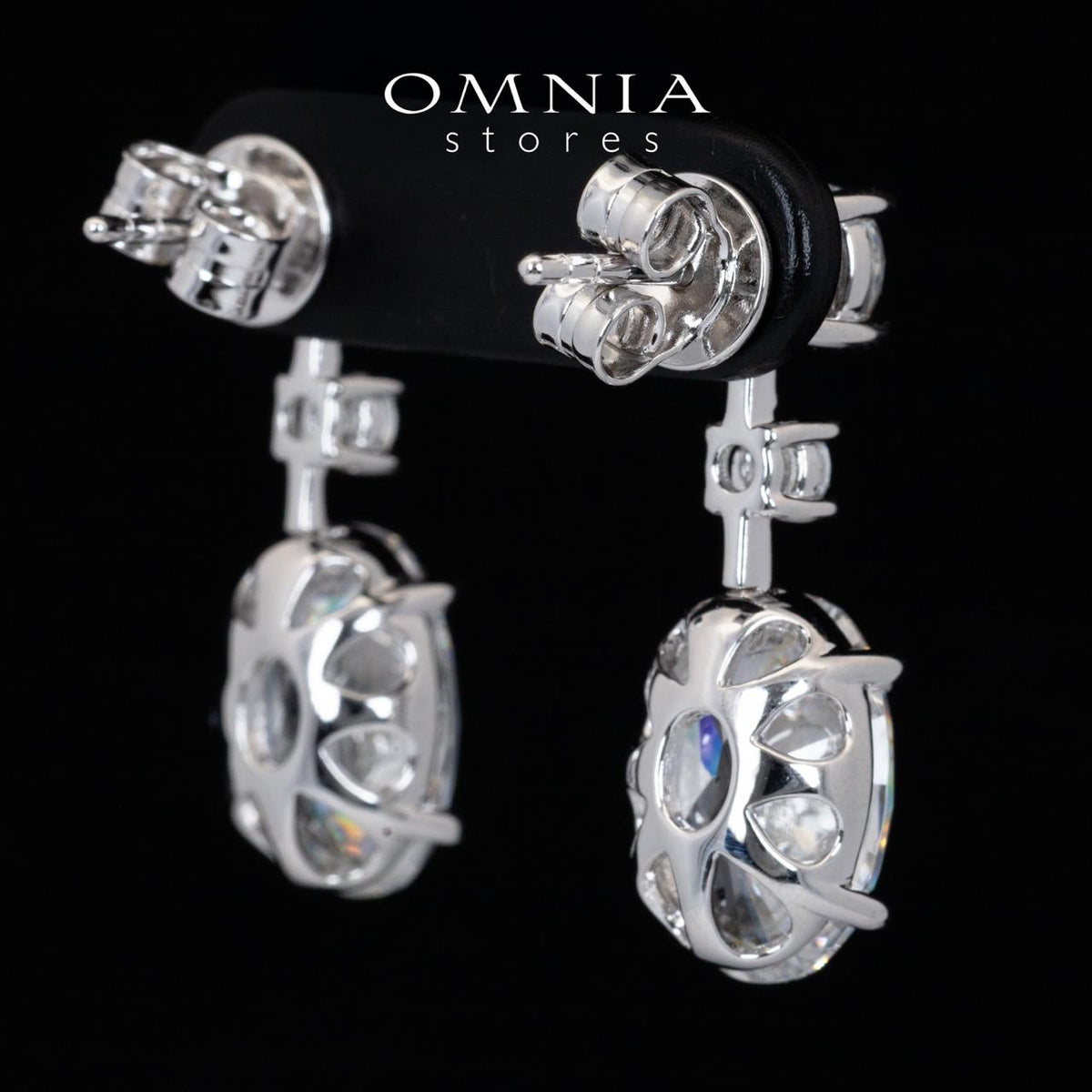 Omnia Yazmin White Oval Cut Drop Earrings With High Quality Certified Lab Crafted Stones In 925 Silver 12.58ct - OMNIASTORES UAE