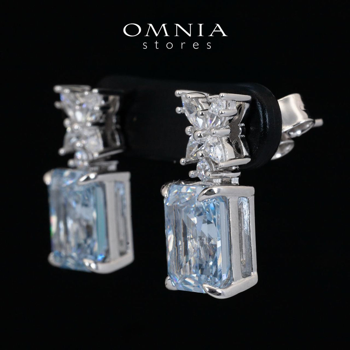 Omnia Elana White and Blue Floral Earrings With High Quality Certified Lab Crafted Stones In 925 Silver 3ct - OMNIASTORES UAE