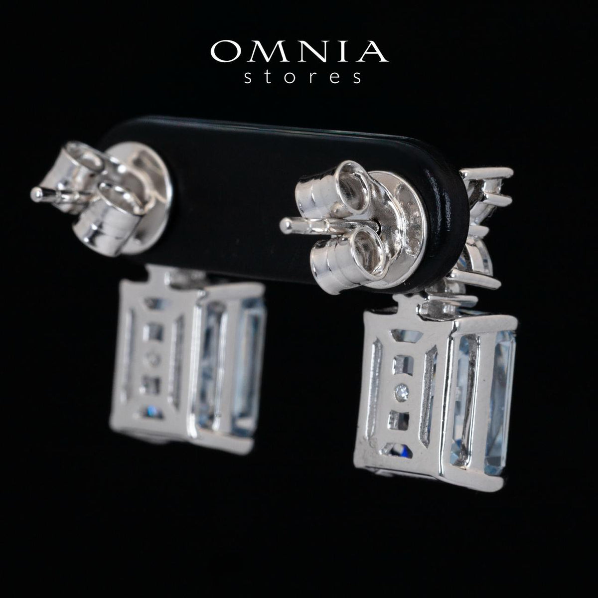 Omnia Elana White and Blue Floral Earrings With High Quality Certified Lab Crafted Stones In 925 Silver 3ct - OMNIASTORES UAE
