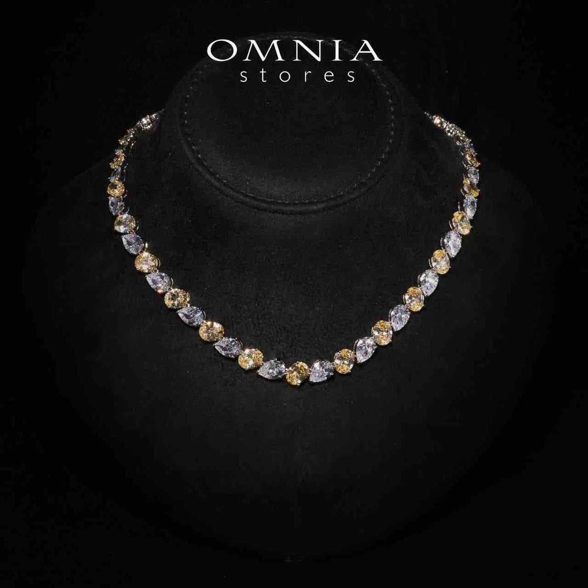 Omnia Lamia White And Yellow Bridal Full Set with High Quality Simulated Diamonds Premium Rhodium Plated - OMNIASTORES UAE