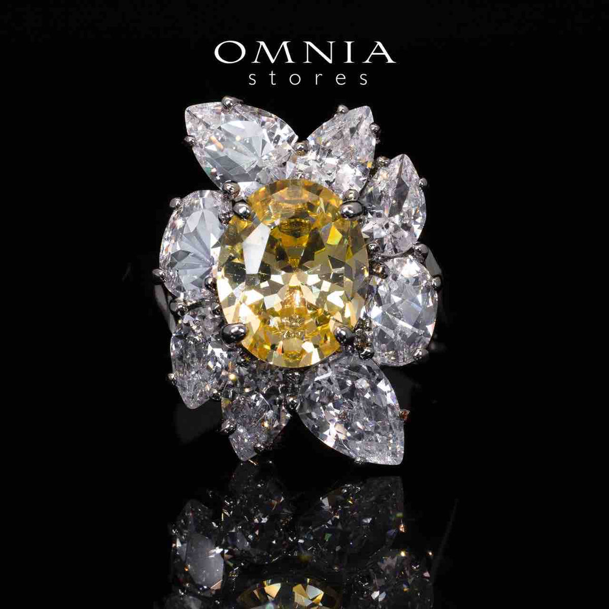 Omnia Lamia White And Yellow Bridal Full Set with High Quality Simulated Diamonds Premium Rhodium Plated - OMNIASTORES UAE