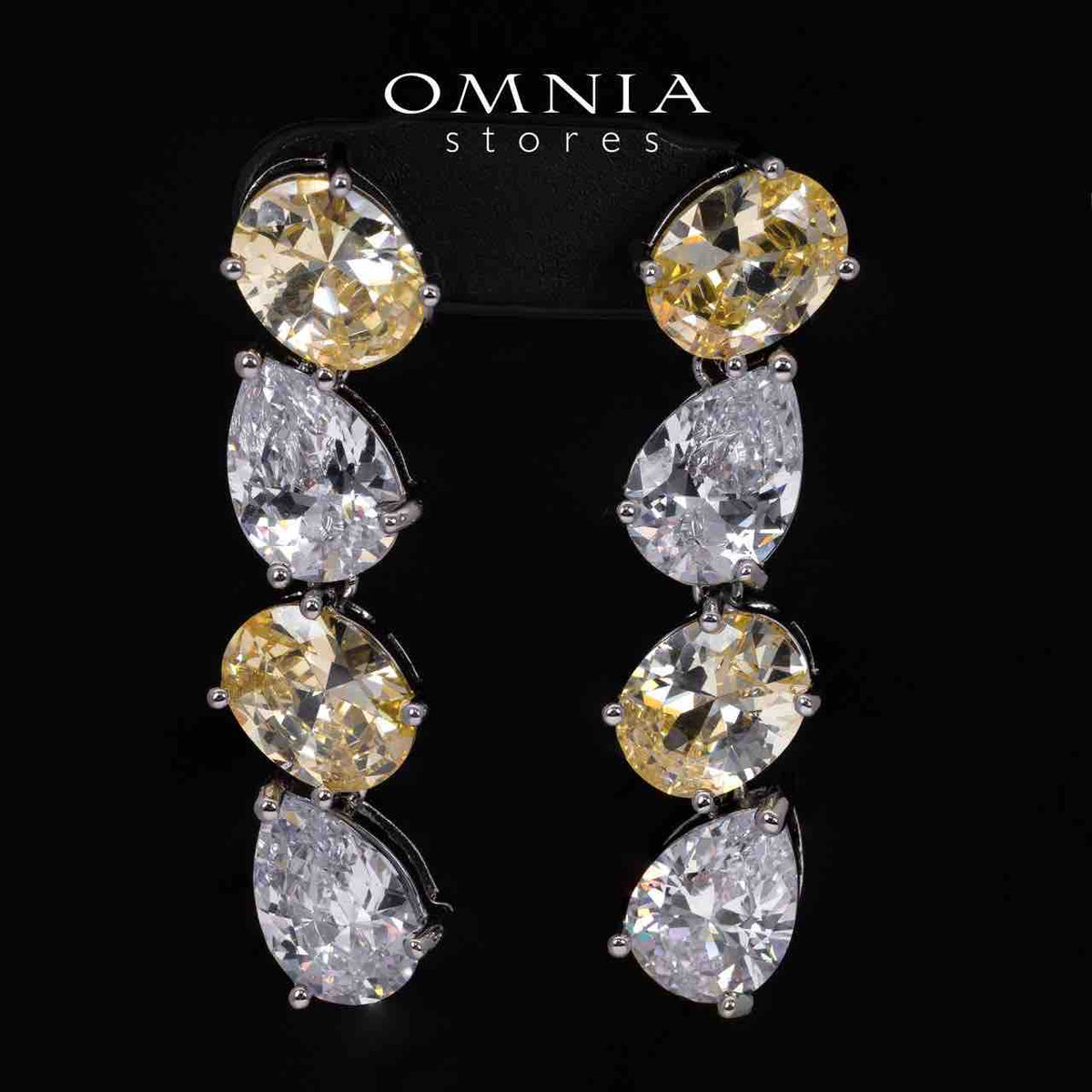 Omnia Lamia White And Yellow Bridal Full Set with High Quality Simulated Diamonds Premium Rhodium Plated - OMNIASTORES UAE