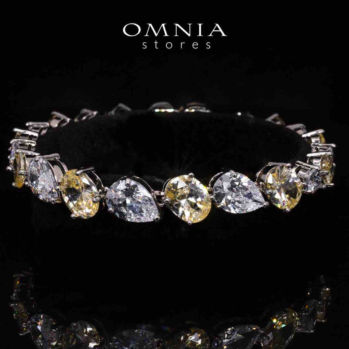 Omnia Lamia White And Yellow Bridal Full Set with High Quality Simulated Diamonds Premium Rhodium Plated - OMNIASTORES UAE