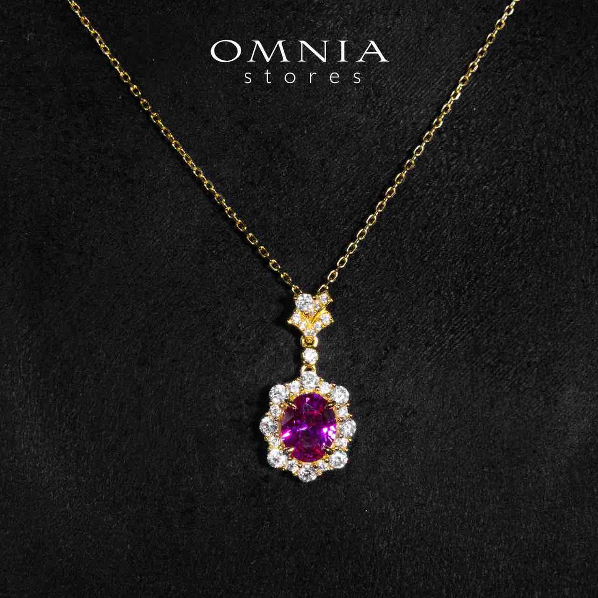 Omnia Maura Gold Pendant Necklace With High Quality Certified Lab Crafted Stones In 925 Silver - OMNIASTORES UAE