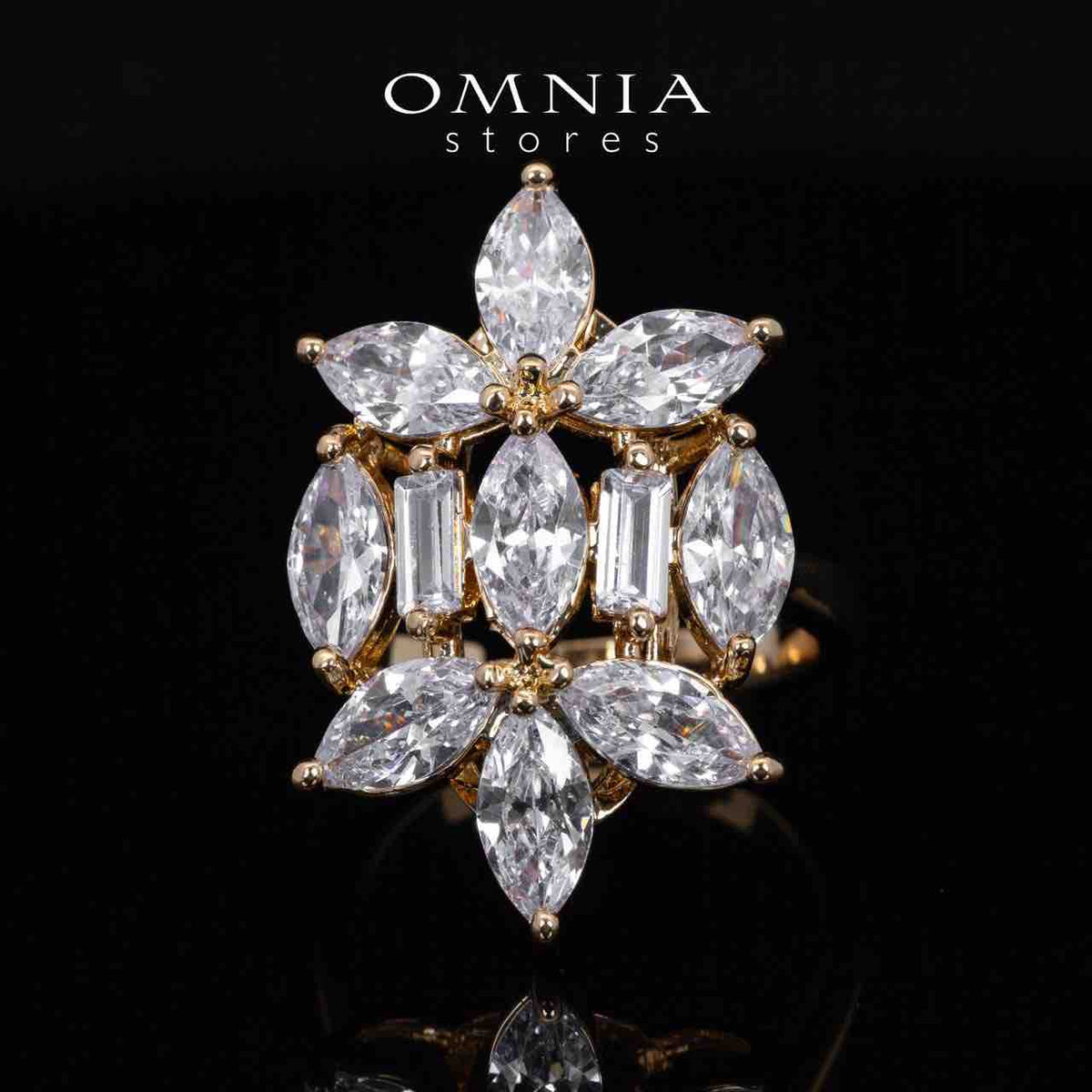 Omnia Soheila Gold Luxury Bridal Full Set with Emerald and Pear-Cut High-Quality Simulated Diamonds Rhodium Plated - OMNIASTORES UAE