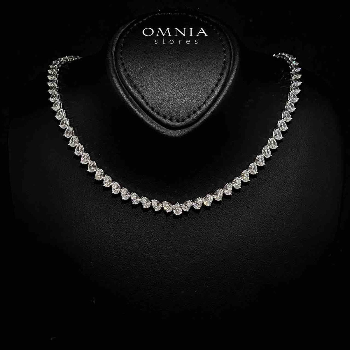 Nesa 4x6mm White Simulated Diamonds Tennis Necklace in 925 Silver