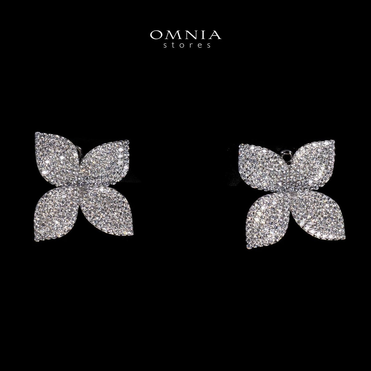 Kimora White Floral Earrings in 925 Silver With High Quality Simulated Diamonds