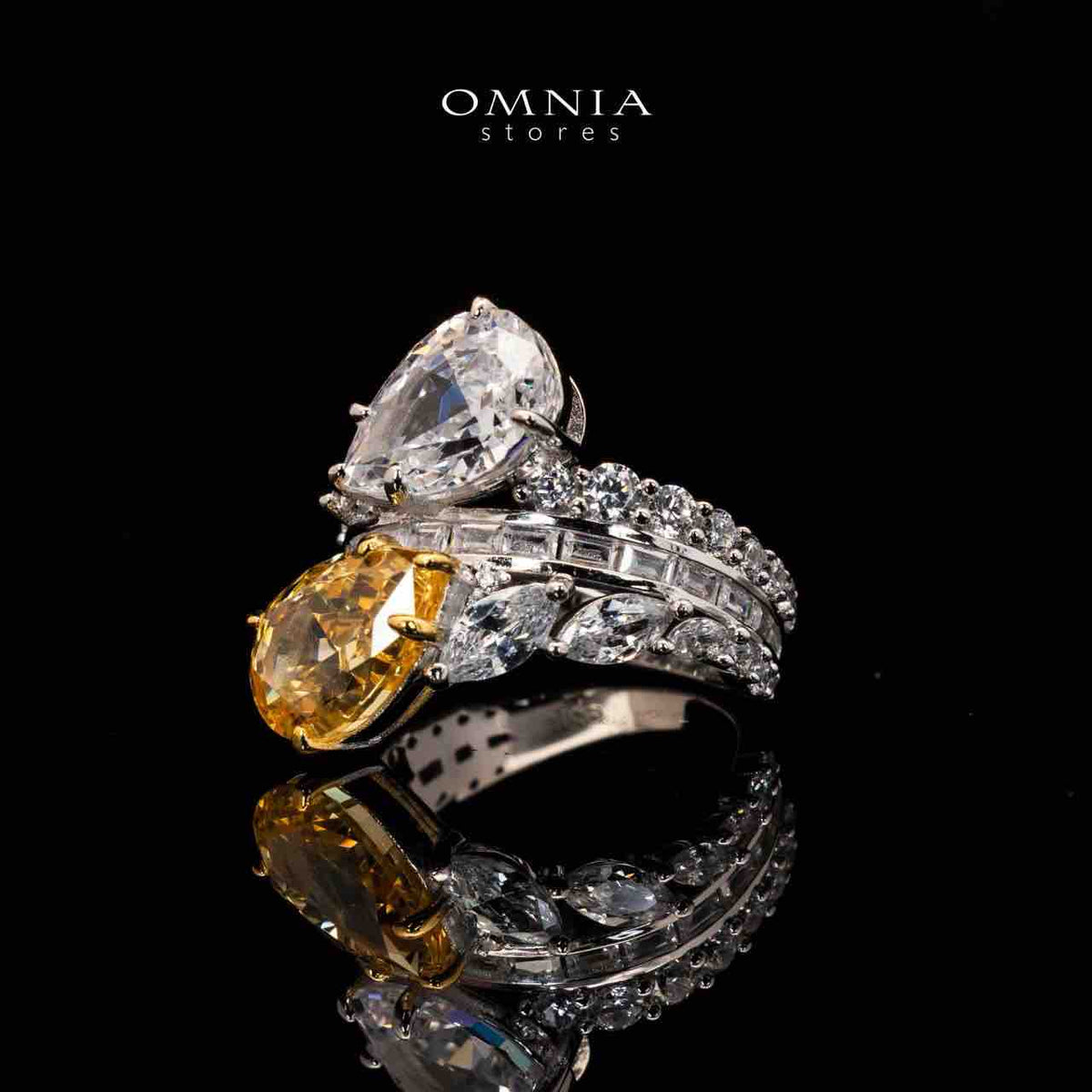 Marielle Yellow and White Ring in 925 Silver With High Quality Simulated Diamonds