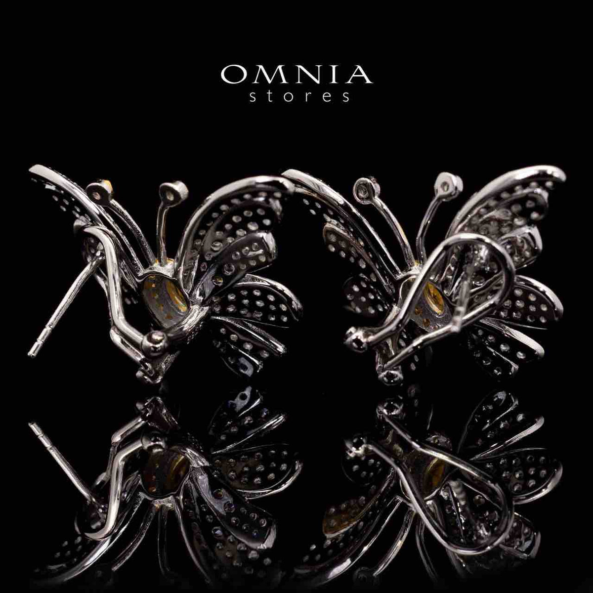 Alara Yellow Butterfly Clip Earrings in 925 Silver With High Quality Simulated Diamonds