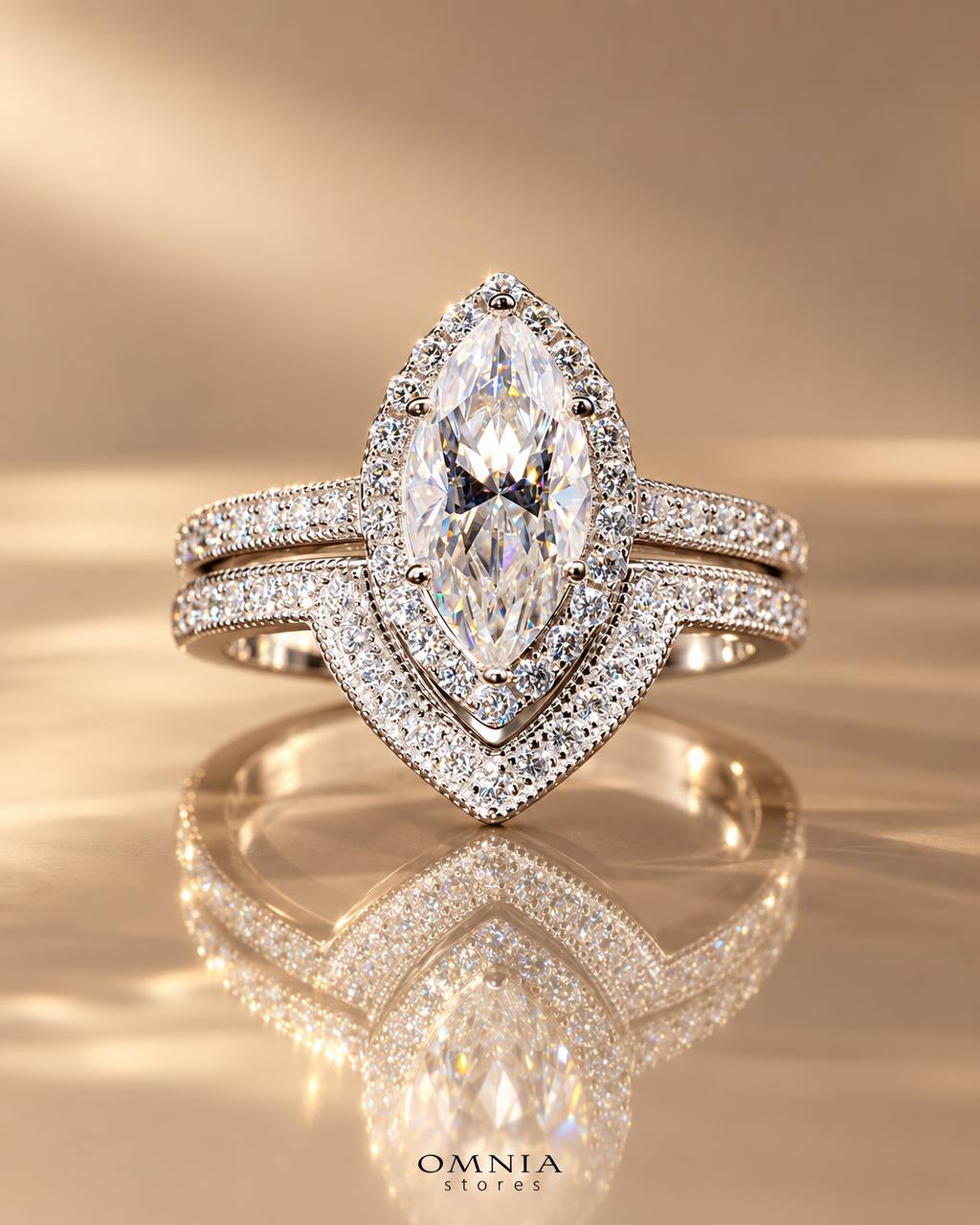 Azmira Royal Design Marquise Moissanite Ring – Certified 925 Sterling Silver GRA Certified