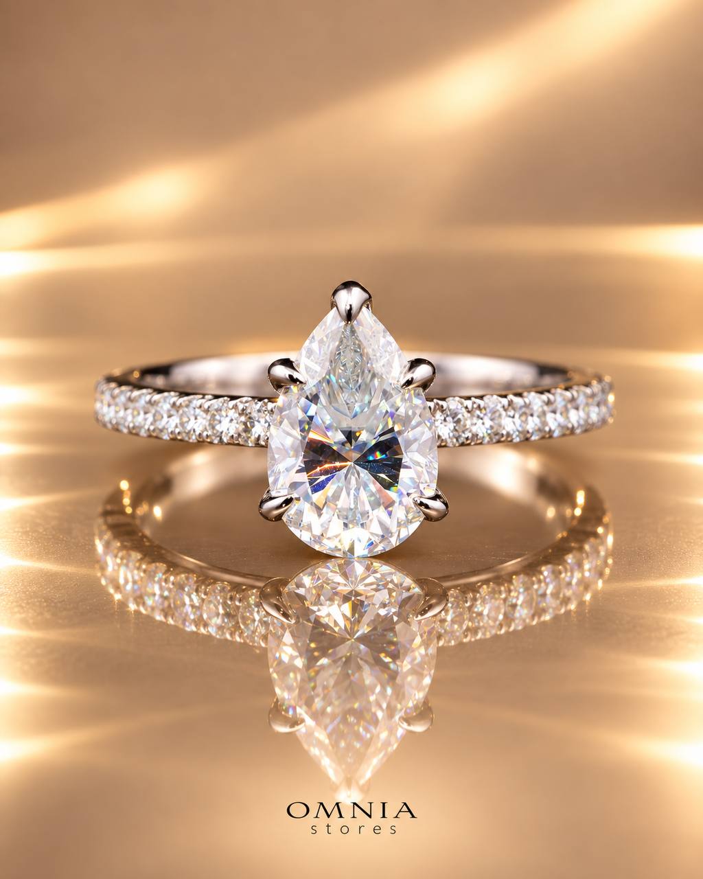Tilda Pear-Cut Moissanite Ring 6x9mm (1.5CT) with Certificate in 925 Sterling Silver