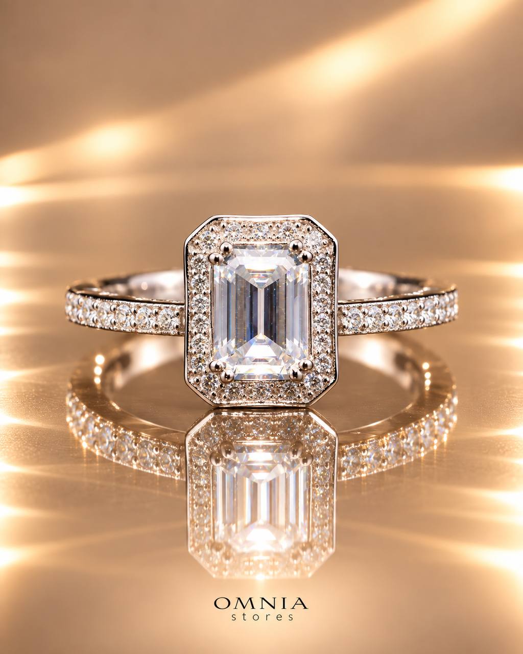 Diane Emerald-Cut Moissanite Ring 5x7mm (1CT) in 925 Sterling Silver