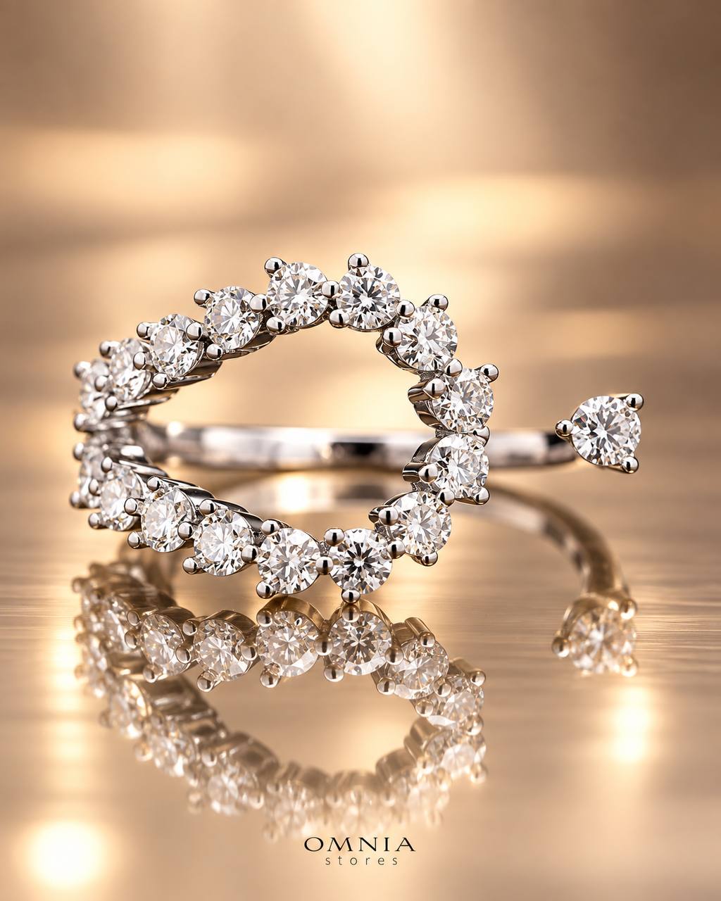 Omnia Solara White Ring 925 Silver in High Quality White Moissanite Stone