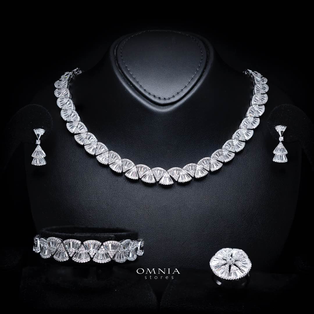 Sumaya White Bridal Full Jewelry Set – High Quality Zircon Stone Premium Rhodium-Plated