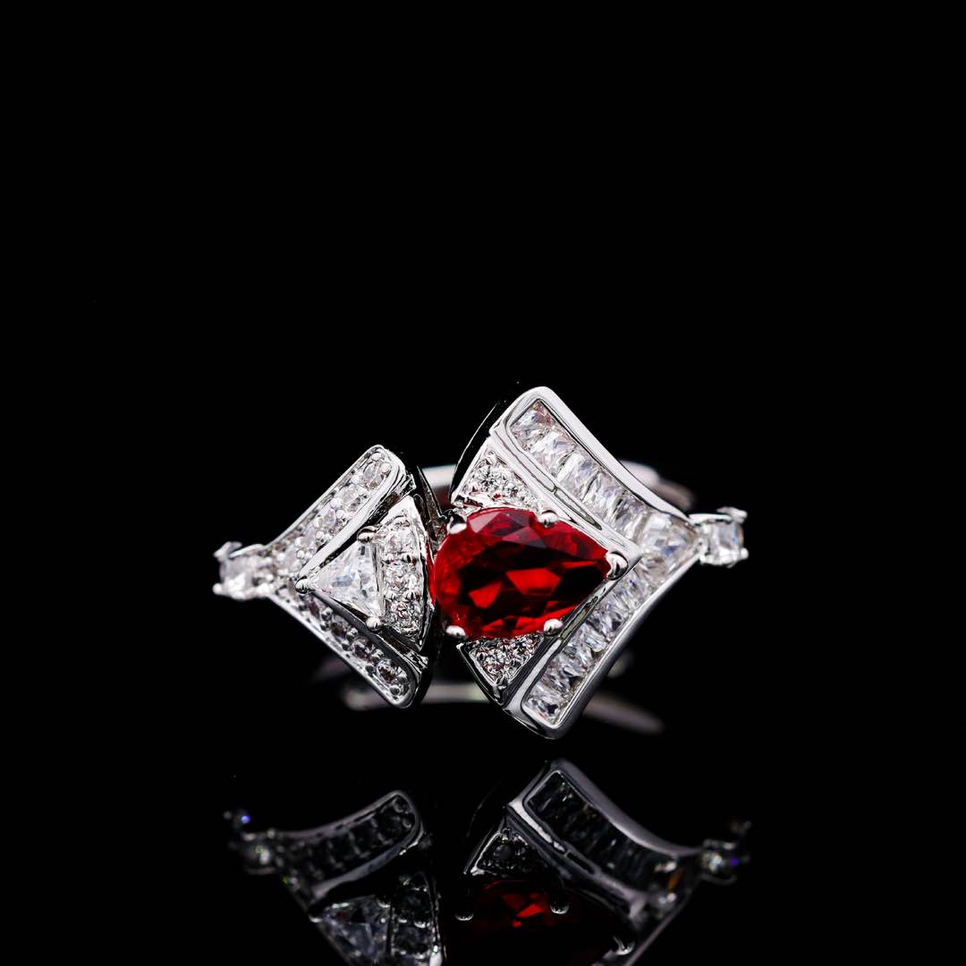 Omnia Elizabeth Maroon & White Luxury Full Jewelry Set