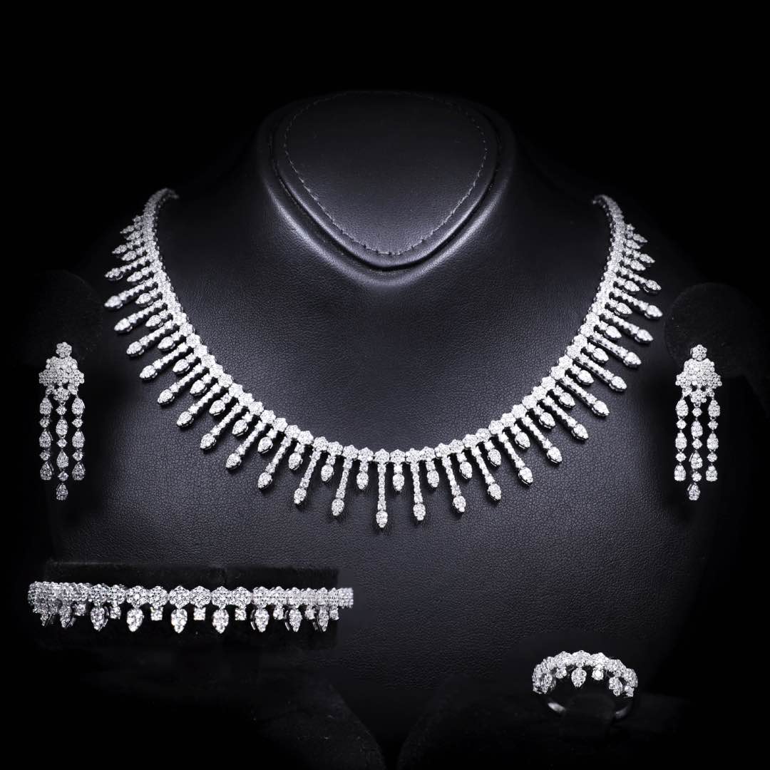 Omnia Khairiya White Bridal Full Set in 925 Silver High Quality Simulated Diamonds