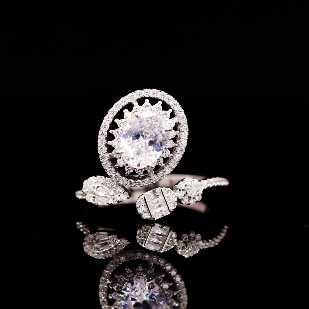 Omnia Manar White Bridal Full Set in 925 Silver High Quality Simulated Diamonds