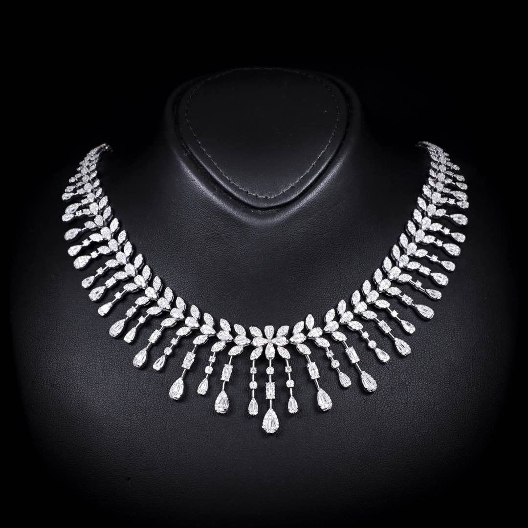 Omnia Fawziya White Bridal Full Set in 925 Silver High Quality Simulated Diamonds