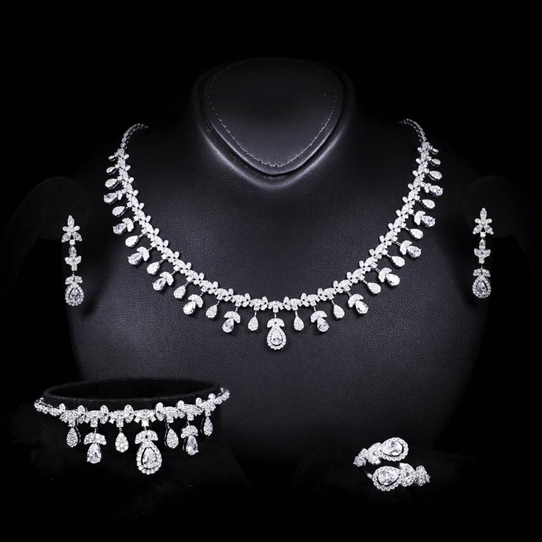 Omnia Kaamla White Bridal Full Set in 925 Silver High Quality Simulated Diamonds