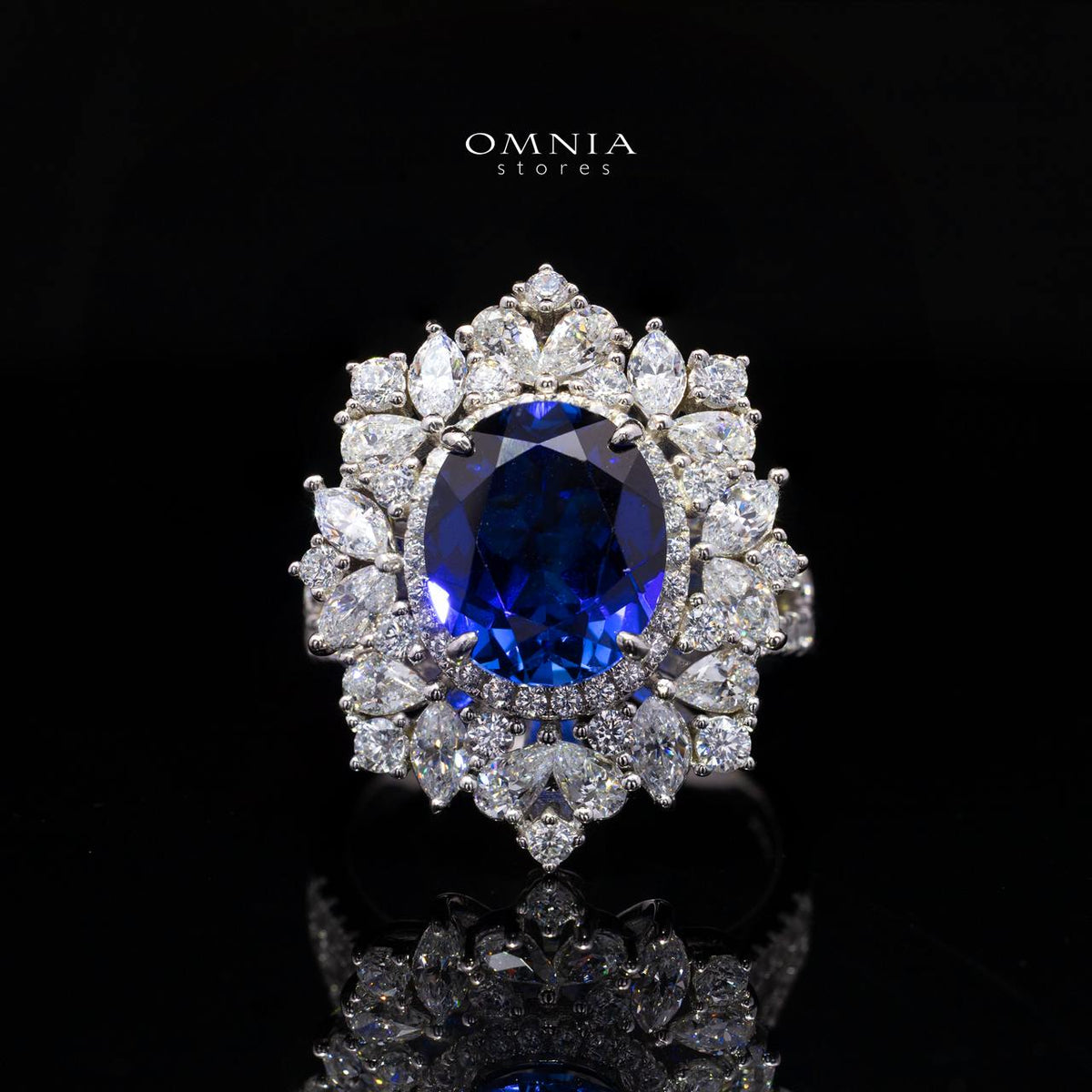 Lindsay Blue Lab-Grown Sapphire Set with GRC Certificate, Oval 12×16mm in 925 Sterling Silver