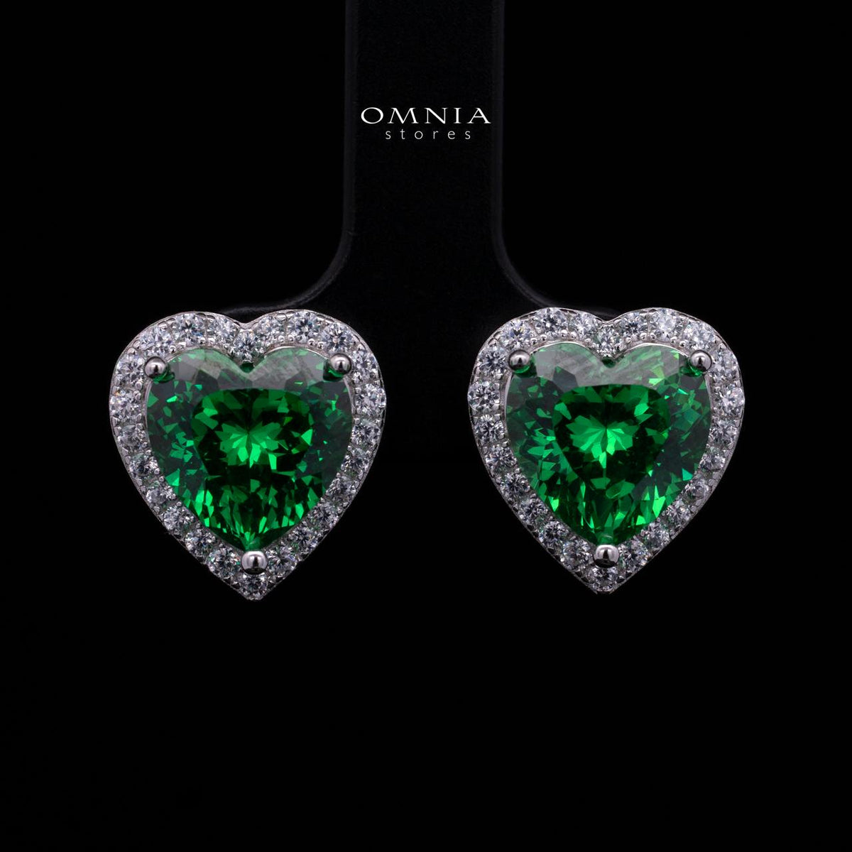 Samiha Green Heart Earrings In 925 Silver High Quality Simulated Diamond