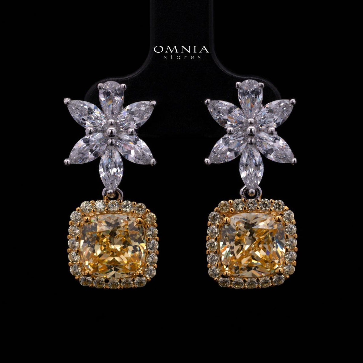 Daleyza Yellow 925 Sterling Silver Earrings with High-Quality Premium Simulated Diamond Stone