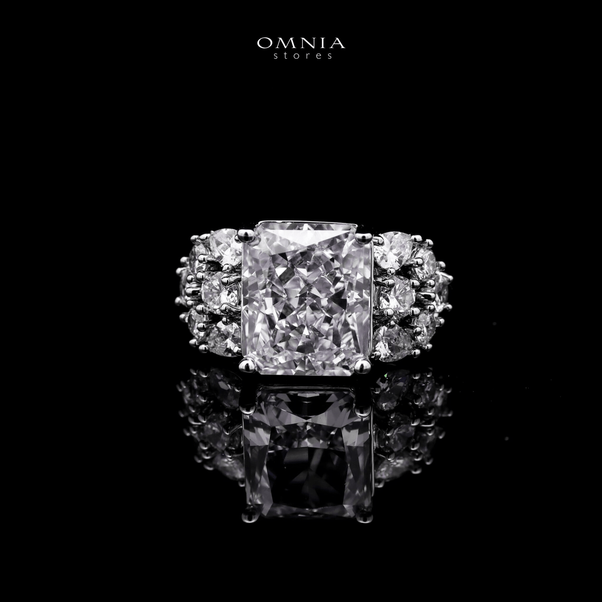 Omnia Charlotte Pure White Bridal Full Set with Emerald and Pear-Cut High-Quality Simulated Diamonds Rhodium Plated (16 cm only available in KSA)
