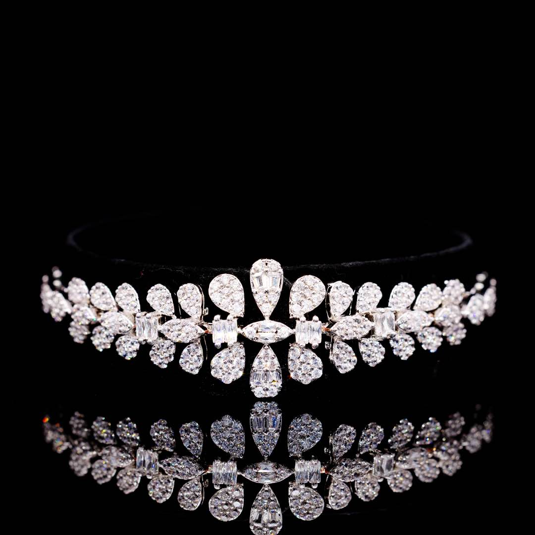 Omnia Elaf White Bridal Full Set in High Quality Zircon Stone in Rhodium Plated