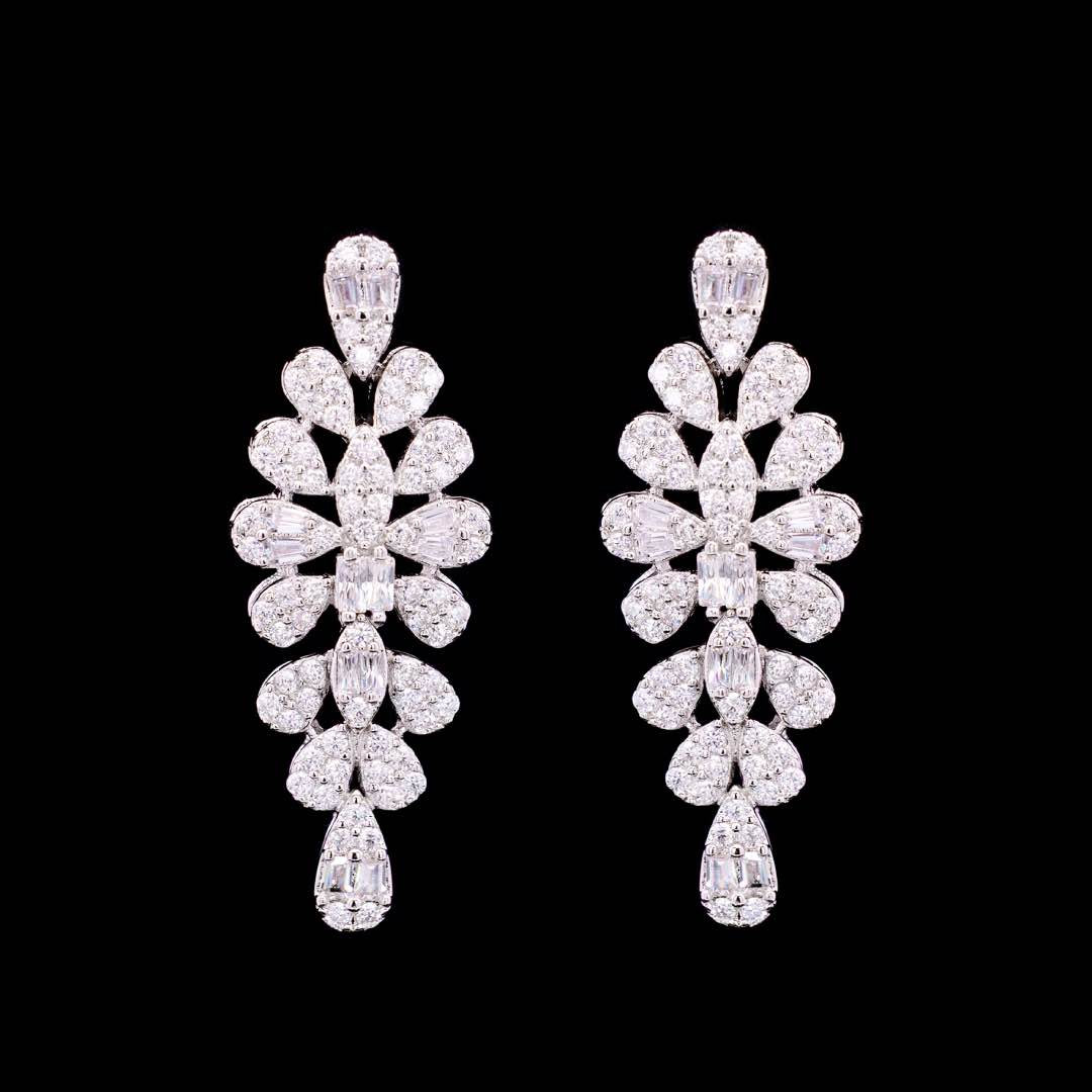 Omnia Elaf White Bridal Full Set in High Quality Zircon Stone in Rhodium Plated