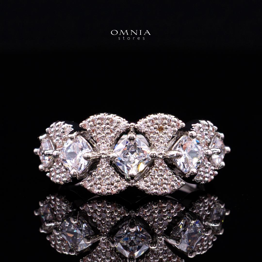 Omnia Layan White Bridal Full Set in High-Quality Zircon Stone Rhodium Plated