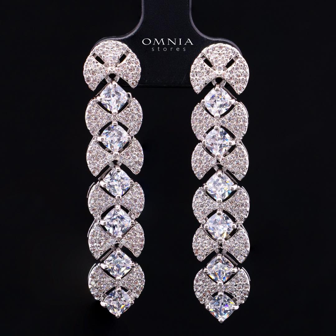 Omnia Layan White Bridal Full Set in High-Quality Zircon Stone Rhodium Plated