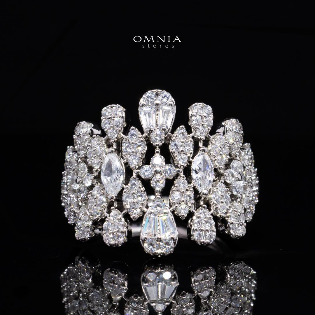 Omnia Raawiya White Luxury Bridal Set In Rhodium Plated with High Quality Zircon Stones
