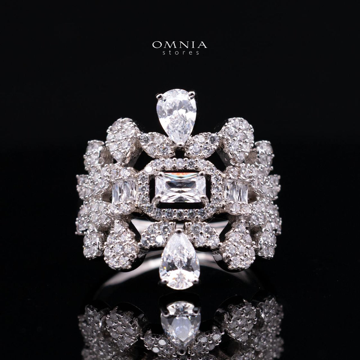 Arabella White Bridal Full Set Accessories in High Quality Premium Zircon Stone in Rhodium Plated