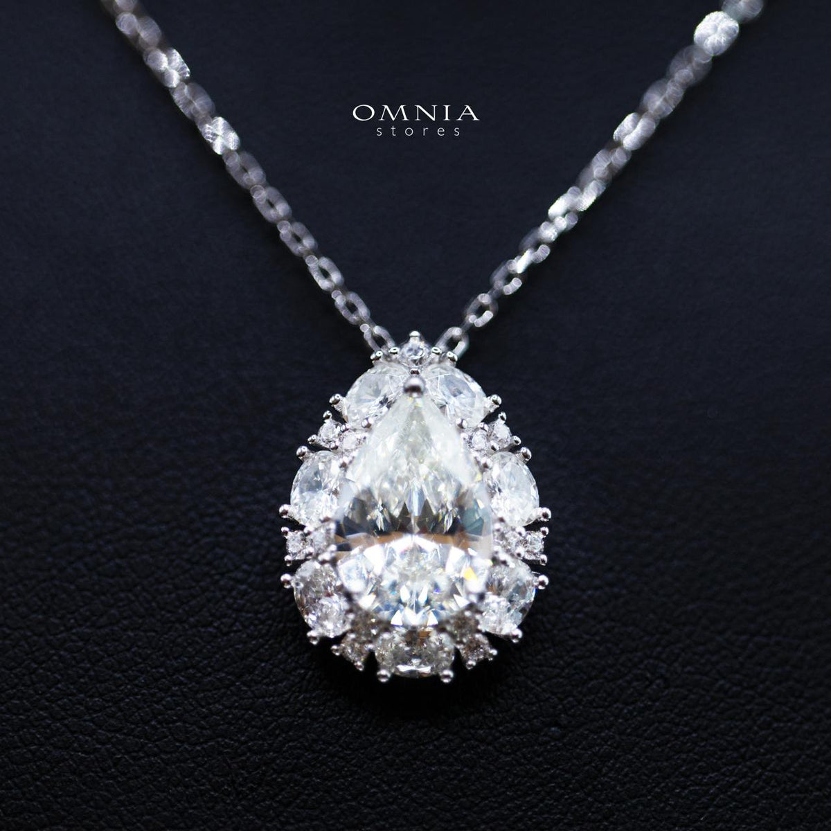 Sireesha Elegant Silver Cluster Pendant Necklace in 925 Sterling Silver with Premium Simulated Diamond