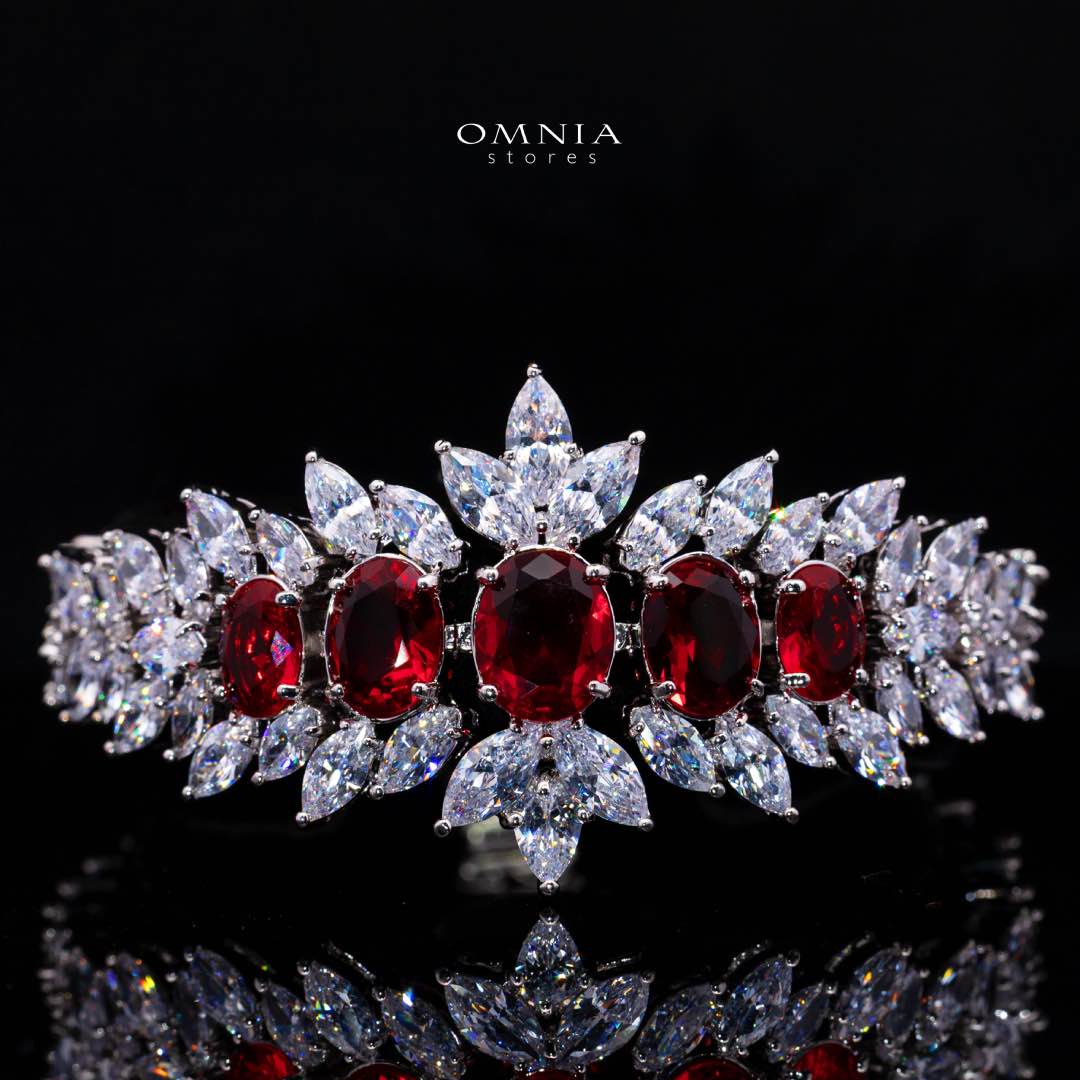 Omnia Buthaina Red Bridal Full Set High Quality Simulated Diamonds