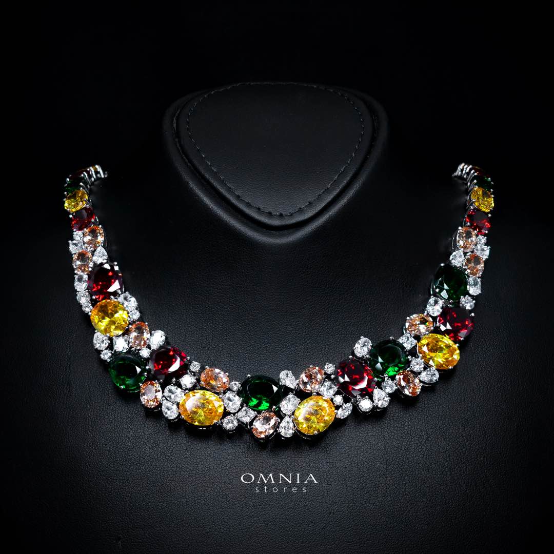 Omnia Artemis Multi Colored High Quality Simulated Diamonds Premium Rhodium Plated