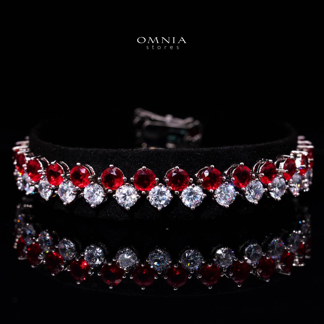 Omnia Hessa Red and White Luxury Bridal Full Set in High Quality Simulated Diamonds