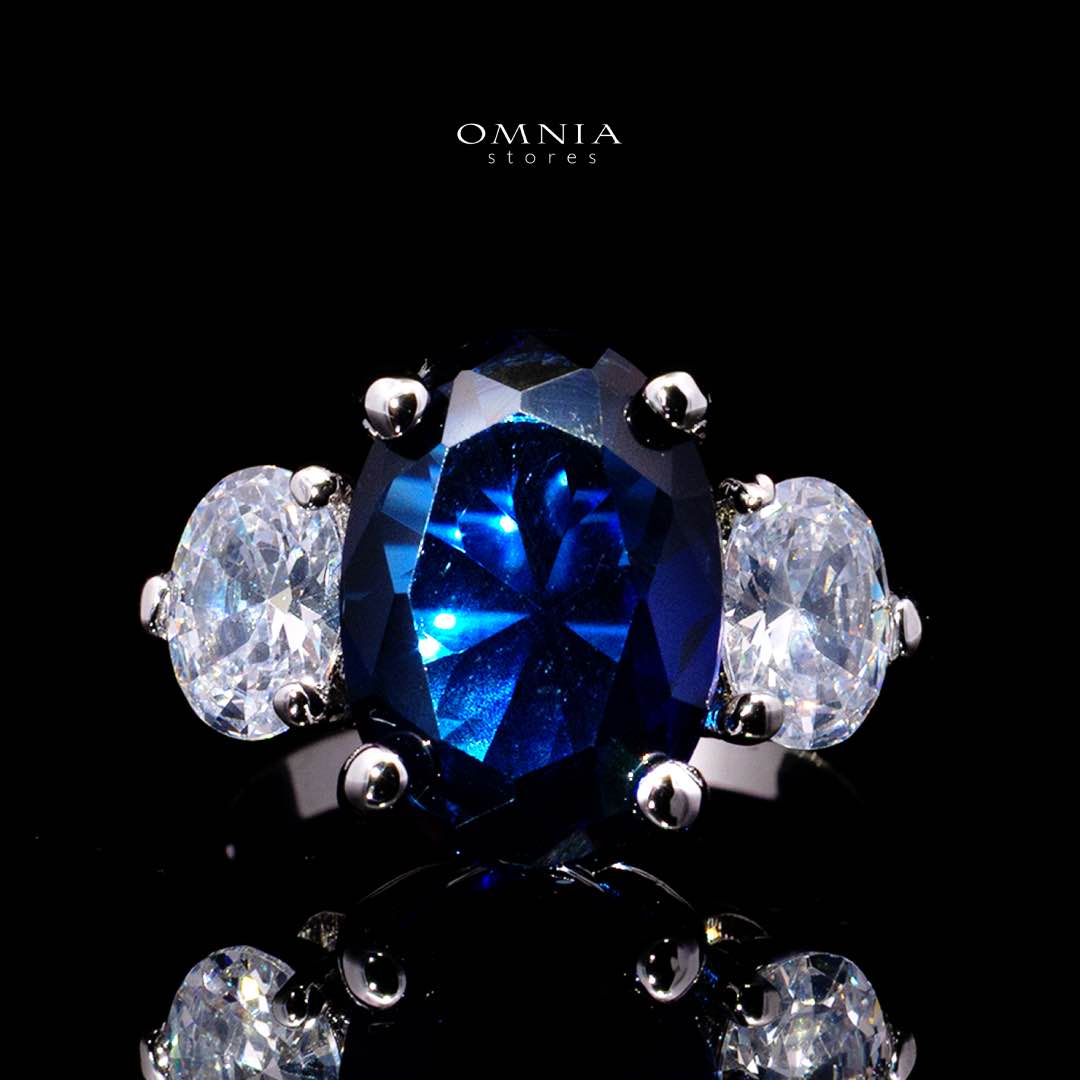 Omnia Gemma Blue Bridal Full Set in High Quality Simulated Diamonds