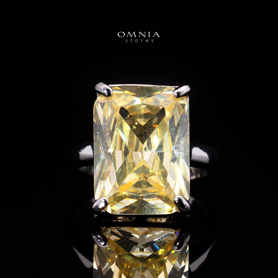 Omnia Audrey Yellow Bridal Full Set in High Quality Simulated Diamonds Premium Rhodium Plated